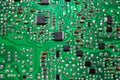 Close-up of an electronic printed green computer circuit board. Royalty Free Stock Photo