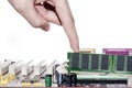 Close up of Electronic Ram random access memory on Mainboard computer Royalty Free Stock Photo