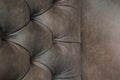 Close-up of elegant Chesterfield chair. Brown leather chair. Seat and back with buttons. With free space for text. Royalty Free Stock Photo