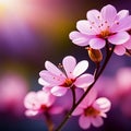 Close up elegant sakura cherry blossom flower, created with generative AI technology