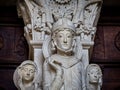 Close up of element of The Last Judgement Tympanum by Gislebertus in Autun Cathedral, Burgundy, France