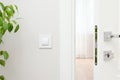 Close-up elements of the interior of the apartment. Ajar white d