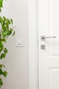 Close-up elements of modern interior. Wall switch and interior door