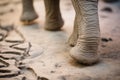close-up of elephant footprints on muddy trail Royalty Free Stock Photo