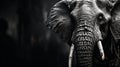 Close-up Of Elephant With Large Tusks: Chiaroscuro Effects And Historical Narrative