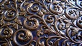 Close-up Embossed Bronze Floral Pattern, Deep Blue Background Royalty Free Stock Photo