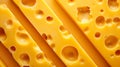 close-up of Emmenthal type cheese seen from above, in pieces