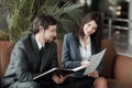 Close up. employees of the company discussing financial documents. Royalty Free Stock Photo