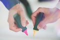 Close up.employees write on a white Board. Royalty Free Stock Photo