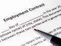 Close-up of Employment contract form with pen. Royalty Free Stock Photo