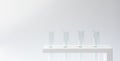 Close-up empty and clean test tubes on white background with copy space. Concept laboratory research and scientific experiment Royalty Free Stock Photo