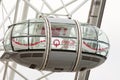 Close up of an empty Pod on the London Eye, which is used to transport tourists around the wheel. London, 2018