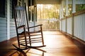 close-up of empty rocking chair on a porch Royalty Free Stock Photo