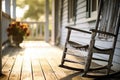 close-up of empty rocking chair on a porch Royalty Free Stock Photo