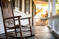 close-up of empty rocking chair on a porch Royalty Free Stock Photo