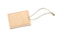 Close-up of an empty tag on pure white background