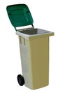Trash can with open wheel on white background Royalty Free Stock Photo