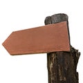 Close up empty wood signpost isolate on white background with clipping path