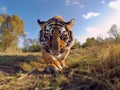 Close-up Encounter with a Tiger in the Wild Royalty Free Stock Photo