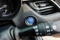 Close up engine car start button. Royalty Free Stock Photo