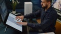 Close up of engineer using computer for building model Royalty Free Stock Photo