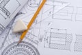 Close up of engineering drawing