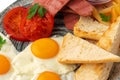 Close up of english breakfast plate food Royalty Free Stock Photo