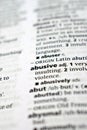 Close Up Of English Dictionary Page With Word - Abusive Royalty Free Stock Photo