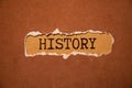 Close up of English dictionary page with word history