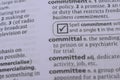 Close Up English Dictionary Page With The Word Reference Of - commitment Royalty Free Stock Photo