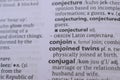 Close Up English Dictionary Page With The Word Reference Of - conjoin Royalty Free Stock Photo