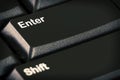 Enter button on black computer keyboard; Macro photo Royalty Free Stock Photo