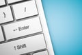 Close up of enter button on computer keyboard Royalty Free Stock Photo