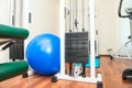 Close up equipment for rehabilitation in interior of physiotherapy clinic. Physical therapy center. Selective focus, copy space Royalty Free Stock Photo