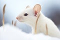 close-up of ermine ears perked up in snow Royalty Free Stock Photo