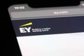 close up Ernst & Young Global Limited company ?EY?brand logo