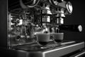 Close-up of espresso pouring from coffee machine. Professional coffee brewing.Generative AI Royalty Free Stock Photo