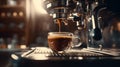 Close-up of Espresso Pouring from Coffee Machine