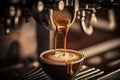 close up of espresso professional machine pouring cream coffee illustration generative ai Royalty Free Stock Photo