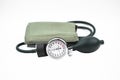 Close up of essential medical machine to measure someones blood pressure placed on a white background