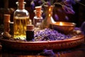 close-up of essential oils and incense for relaxation