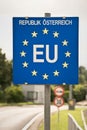 Close up of a EU (European Union) border post