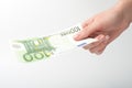 Close-up Euro banknote in hand