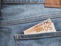 Close up of a 50 euro banknote in a pocket