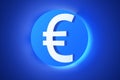 Close-up of the Euro currency icon in the blue tunnel