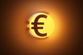 Close-up of Euro currency icon in yellow tunnel