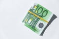 Close up of Euro money roll. Euro banknote set cash money - EU currency. Rolled with rubber euro notes. Banknotes Royalty Free Stock Photo