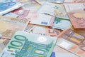 Close up of European currency banknotes Royalty Free Stock Photo