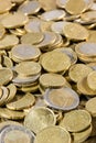 Close up of euros coins heap Royalty Free Stock Photo