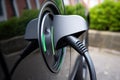 Close-Up of EV Charging Connector - Sustainable Mobility